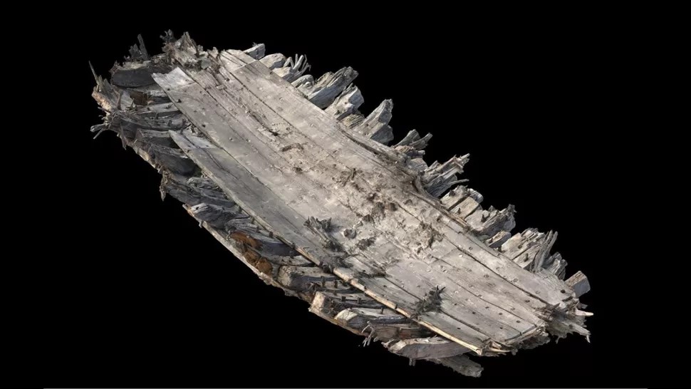 Rara nave di epoca elisabettiana rinvenuta in una cava 1 Gli archeologi hanno realizzato un modello tridimensionale dettagliato dei legni superstiti dello scafo utilizzando scansioni laser e fotografie digitali. (Credito immagine: archeologia del Wessex)