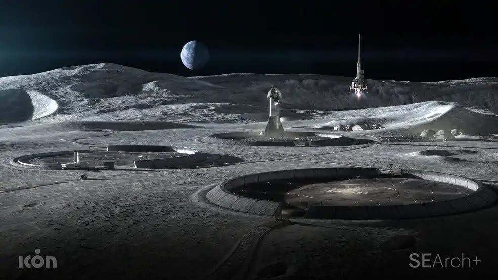 NASA: procedono i piani per la futura base operativa sulla Luna 1 Progetti proposti per l'infrastruttura lunare. Crediti immagine: ICON.