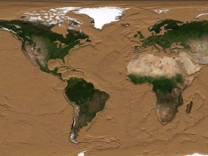 Come sarebbe la Terra senza tutti i suoi vasti oceani, grandi laghi e fiumi tortuosi? Sorprendentemente montuosa, rivela una simulazione