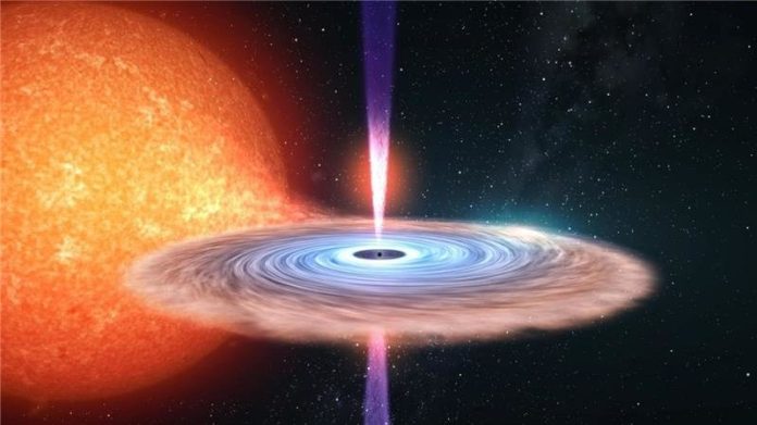 Un buco nero che emette getti relativistici impossibili