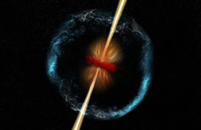 Un getto relativistico apparentemente 7 volte più veloce della luce