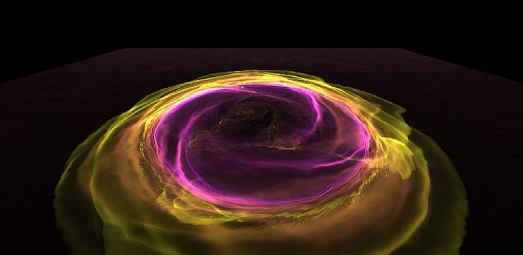 Stelle di neutroni: simulata un'esplosione termonucleare 1 Un'immagine della fiamma che si diffonde dalla simulazione. (Zingale et al., ApJ, 2024)