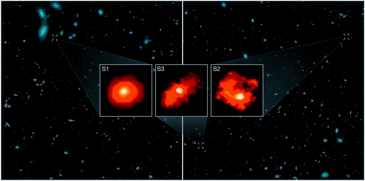 Scoperte 3 galassie Red Monsters risalenti ai primi giorni dell'Universo 2 Scoperte 3 galassie Red Monsters dei primi giorni dell'Universo