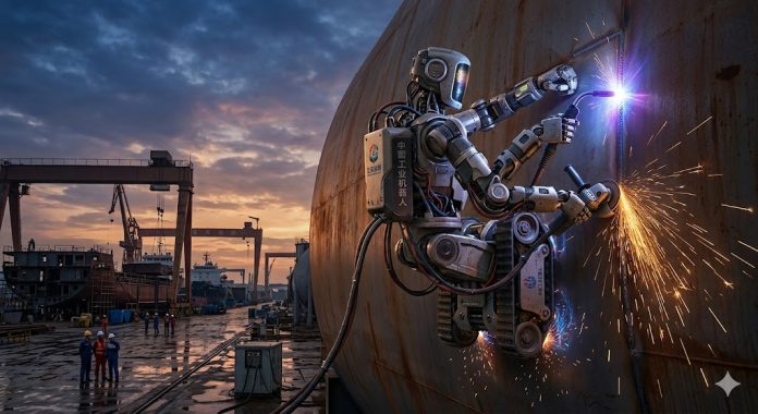 Robot umanoide magnetico: così l'IA cinese conquista le pareti verticali