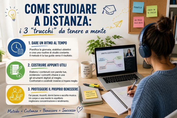Come studiare a distanza: i 3 “trucchi” da tenere a mente