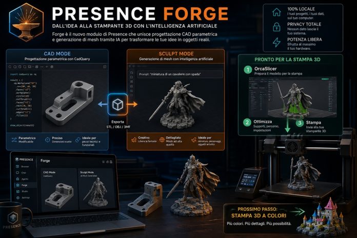 Presence Forge: dall'idea alla stampante 3D con l'intelligenza artificiale